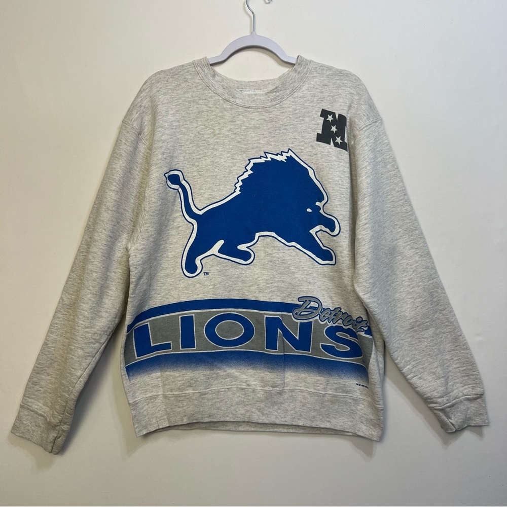 Vintage 90s Detroit Lions NFL Football Big Logo Crewneck Sweater Men’s Large